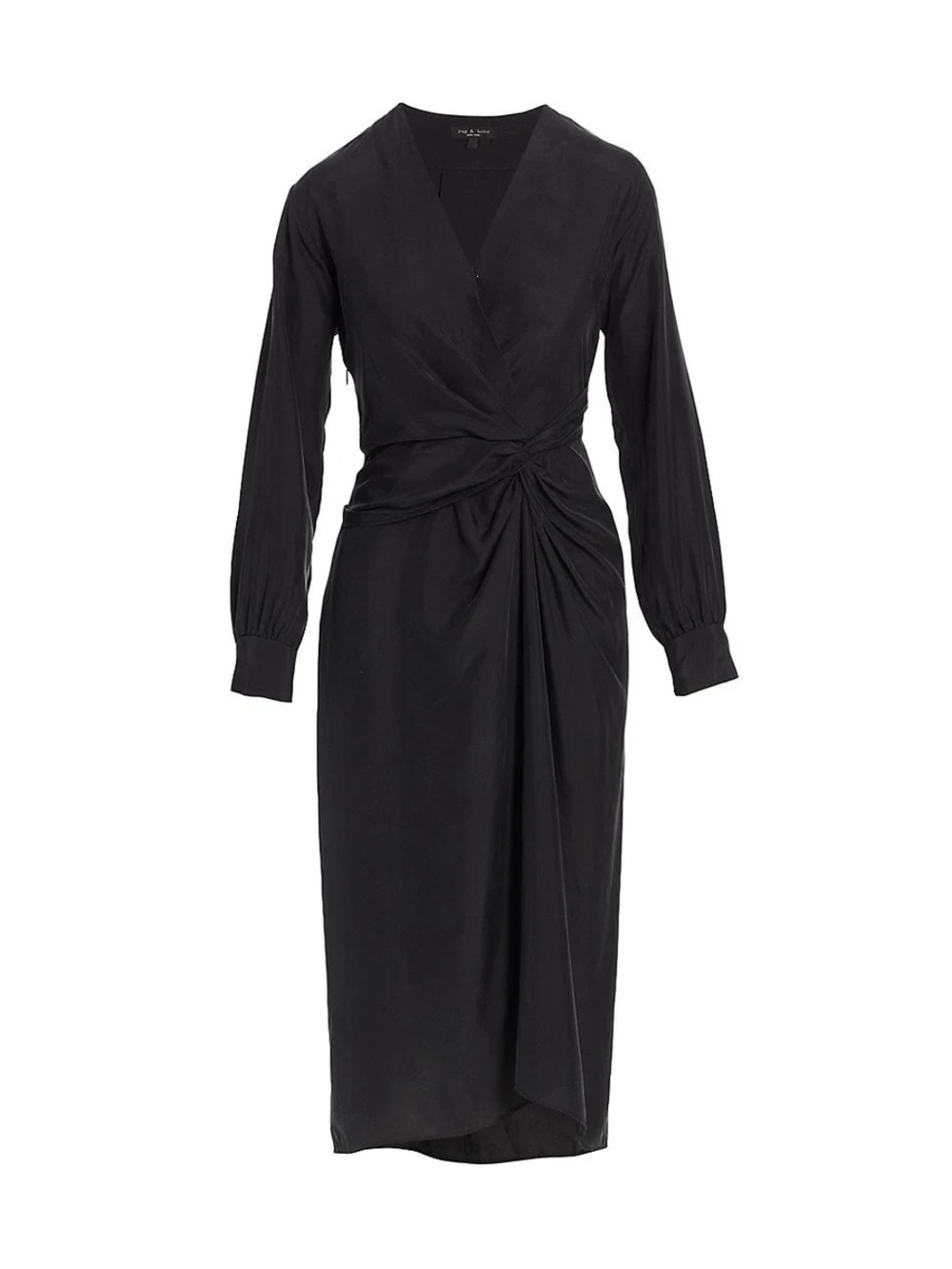 rag & bone Black Long-Sleeve Twist-Front Midi Dress